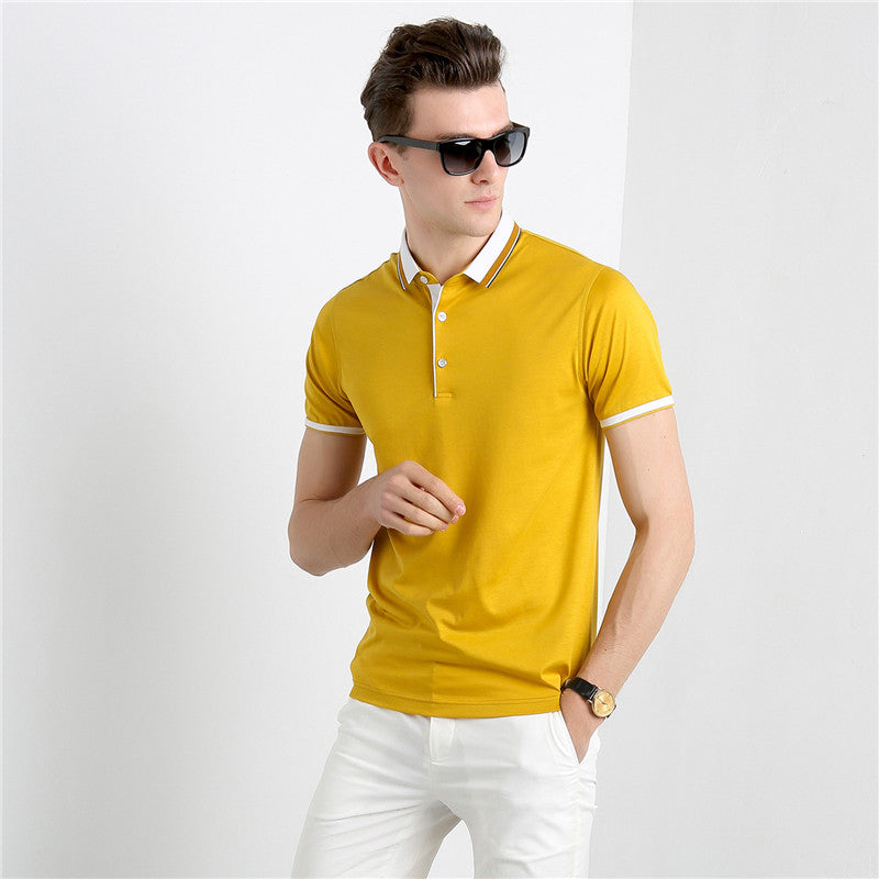 Short-sleeved T-shirt Men's Summer Thin Ice Mercerized Cotton Solid Color Fashion - WAlMYe #