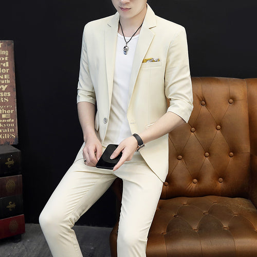 Casual Three-quarter Sleeve Small Suit Men's Jacket Thin Short-sleeved Suit - WAlMYe #