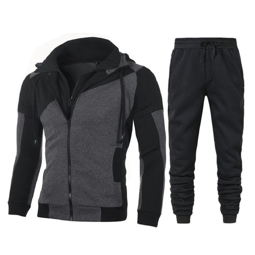 Double Layer Zipper Hooded Cardigan Slim Sweatshirt Sweatpants - WAlMYe #