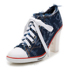 Load image into Gallery viewer, Spring And Autumn All-match Fashionable Camouflage Shoes Women Korean Denim High Heels
