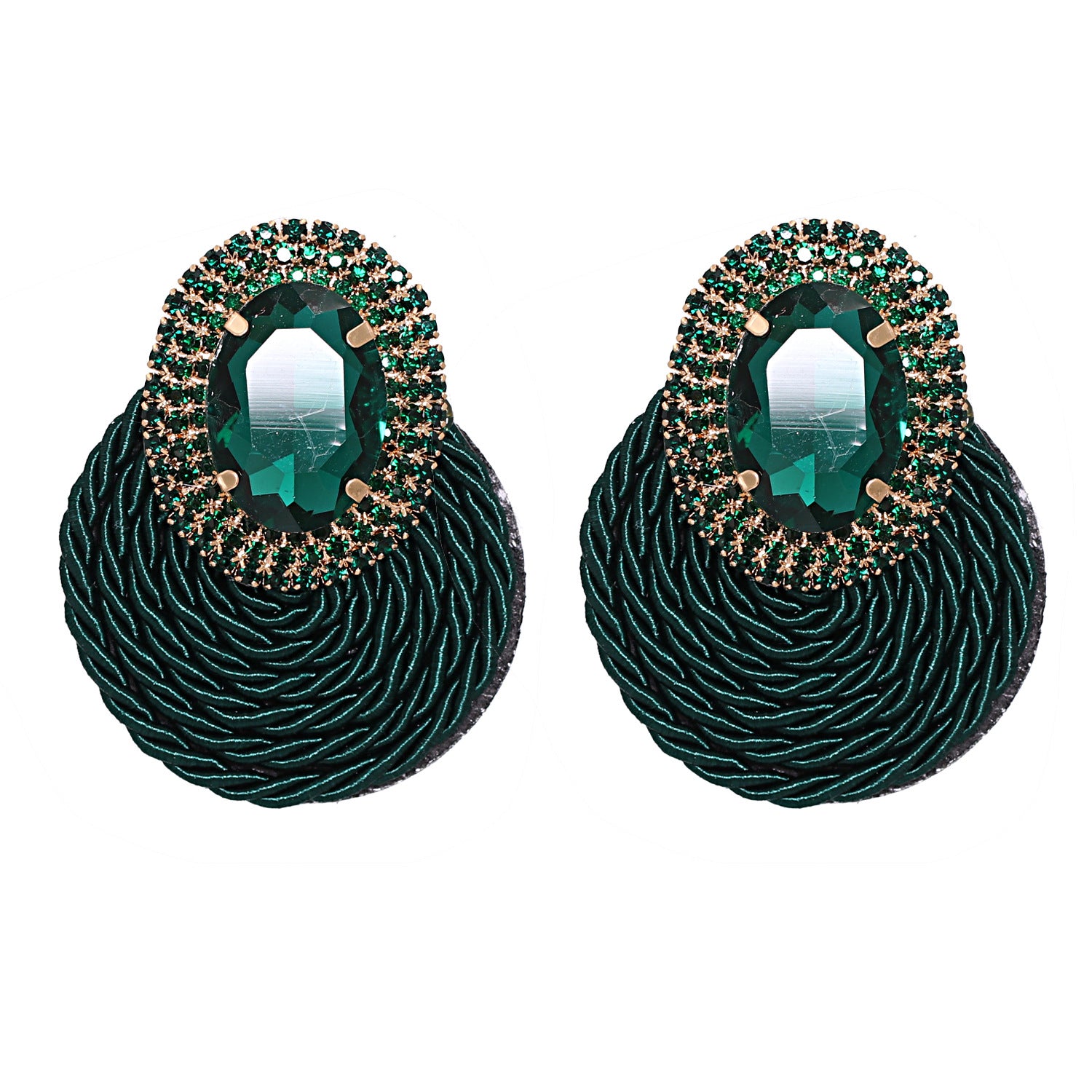 New Fashion All-match Rhinestone Geometric Round Earrings - WAlMYe #