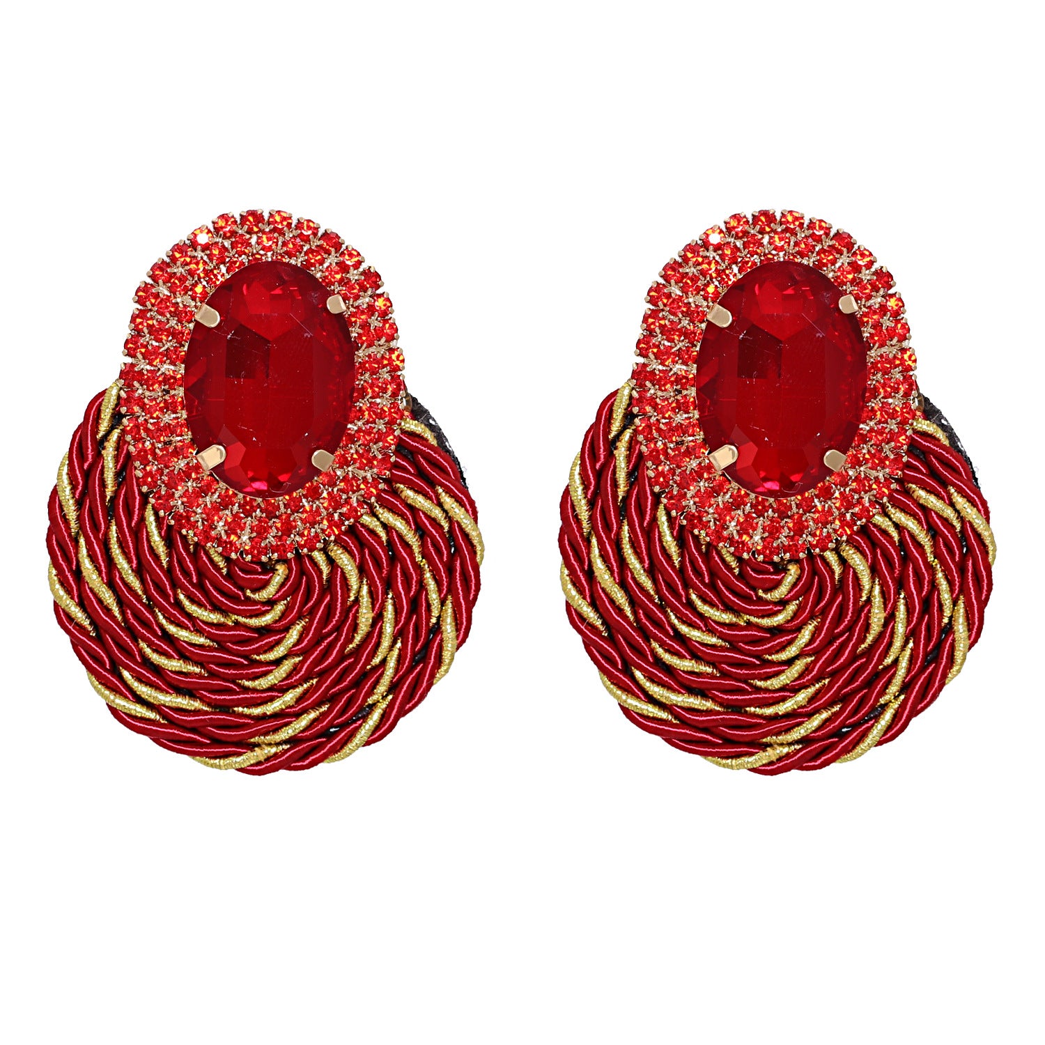 New Fashion All-match Rhinestone Geometric Round Earrings - WAlMYe #