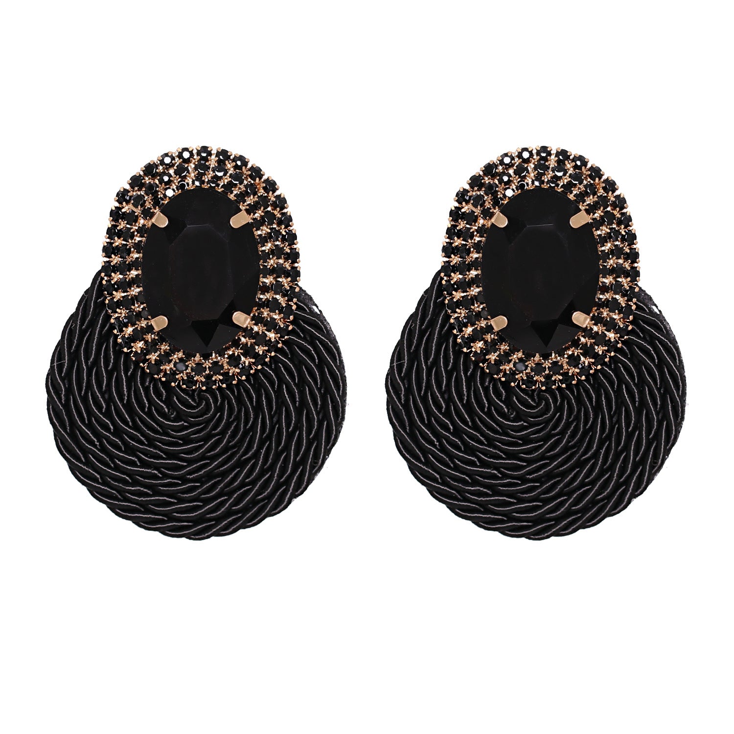 New Fashion All-match Rhinestone Geometric Round Earrings - WAlMYe #