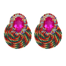 Load image into Gallery viewer, New Fashion All-match Rhinestone Geometric Round Earrings

