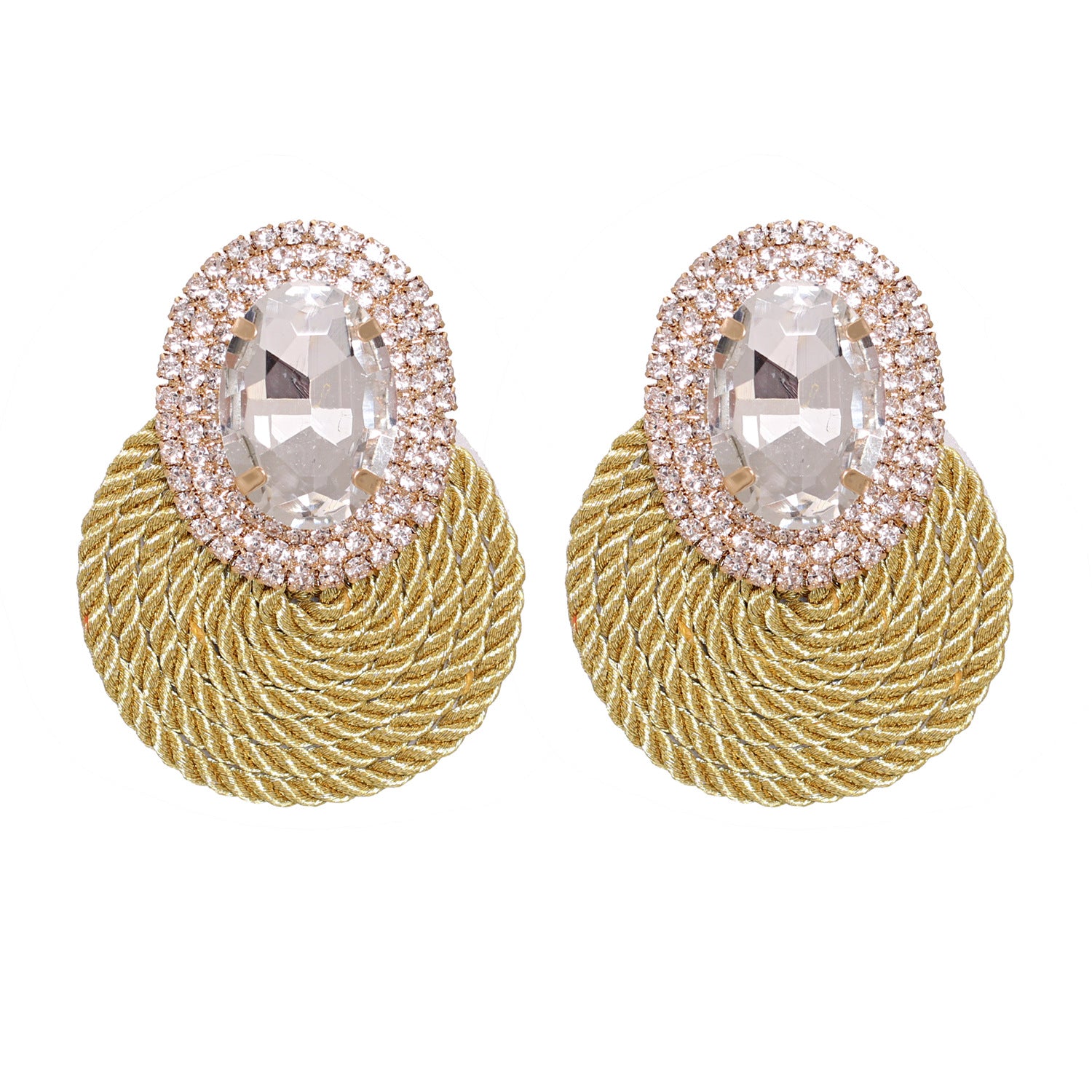 New Fashion All-match Rhinestone Geometric Round Earrings - WAlMYe #