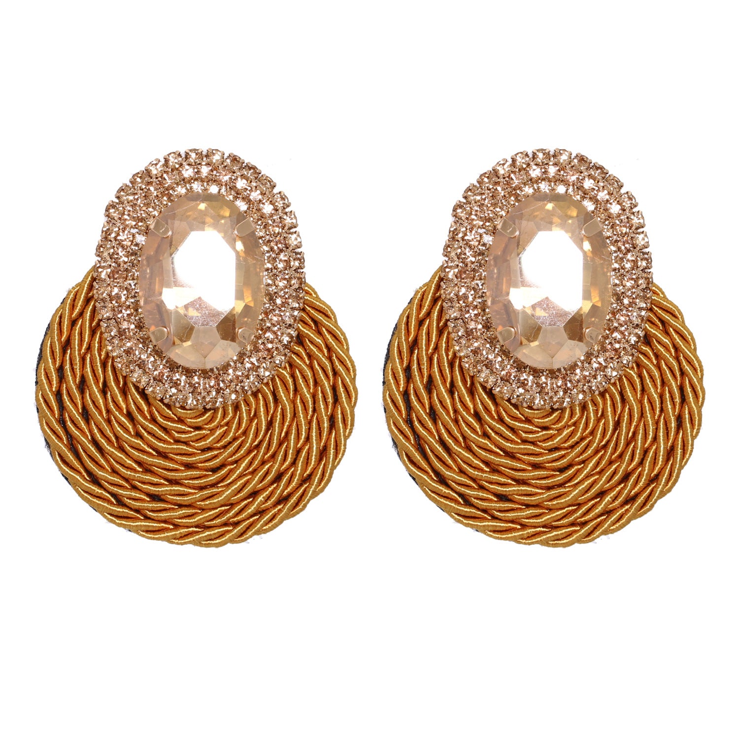 New Fashion All-match Rhinestone Geometric Round Earrings - WAlMYe #