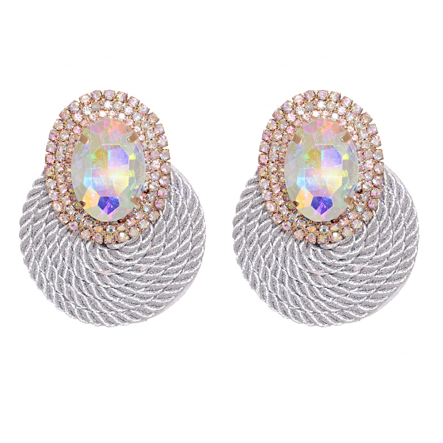 New Fashion All-match Rhinestone Geometric Round Earrings - WAlMYe #
