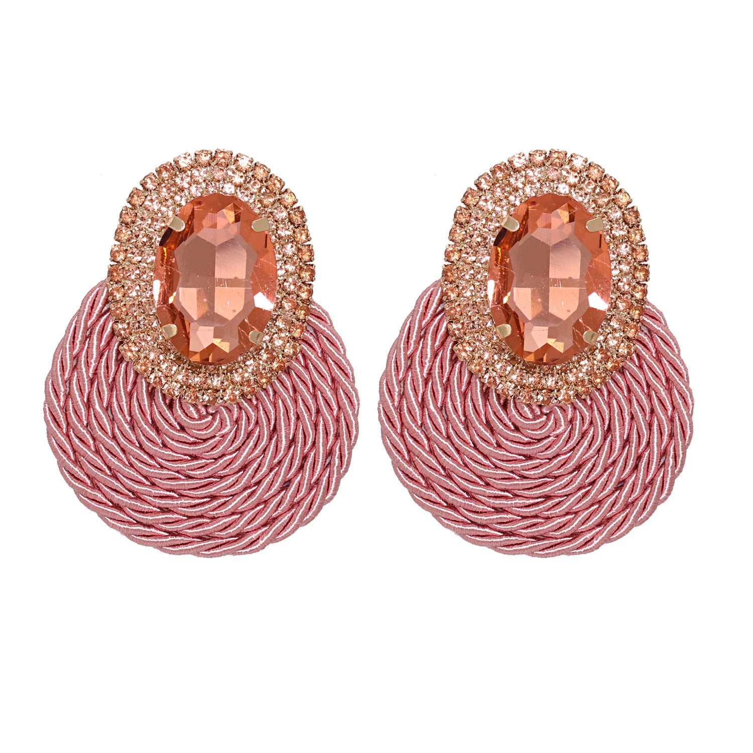 New Fashion All-match Rhinestone Geometric Round Earrings - WAlMYe #
