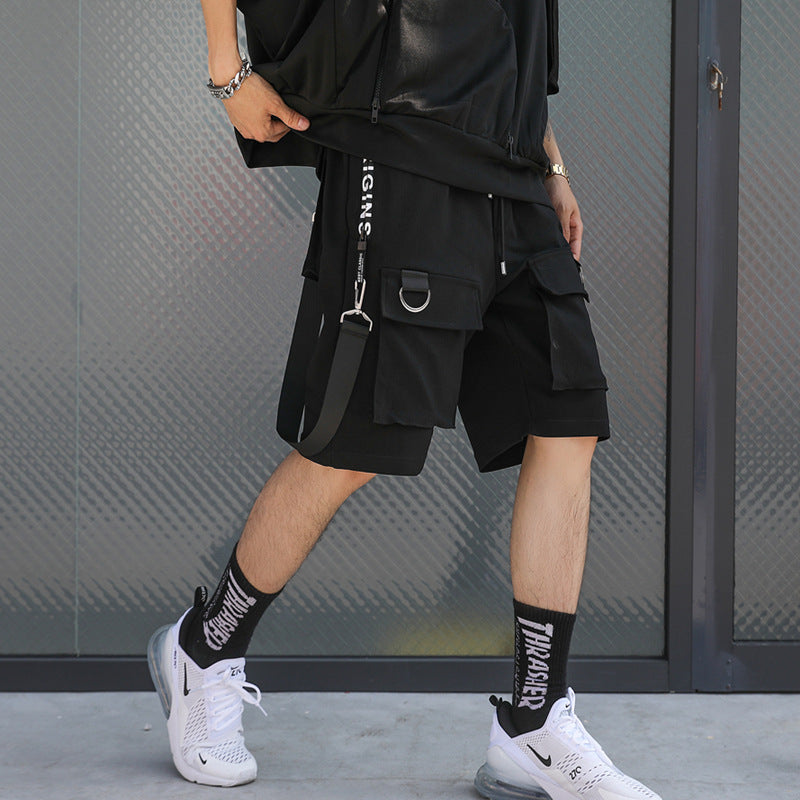 Loose Trendy Hip-hop Streamer Five-point Pants - WAlMYe #