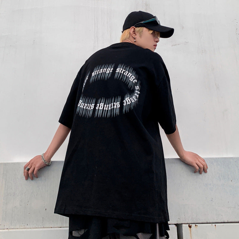 Diablo High Street National Trend Hip-hop Character Print Short Sleeve - WAlMYe #