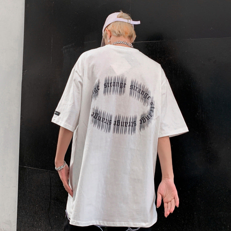 Diablo High Street National Trend Hip-hop Character Print Short Sleeve - WAlMYe #