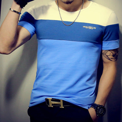 Three-color Stitching Round Neck Short-sleeved T-shirt - WAlMYe #