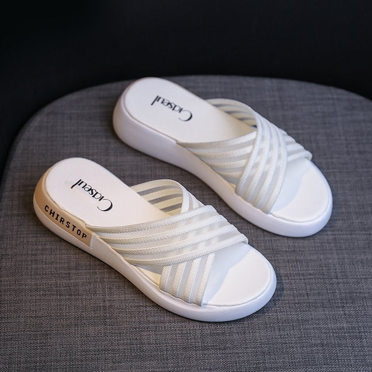 Cross Flip-Flops Platform Sandals And Slippers - WAlMYe #