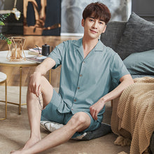 Load image into Gallery viewer, Summer Pajamas Men&#39;s Short-Sleeved Shorts Thin Cotton Suit
