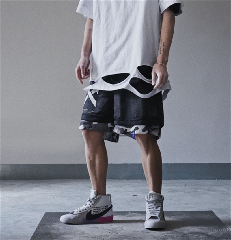 Both Sides Wear Stitching Camouflage Five-point Pants Hip-hop Casual Overalls - WAlMYe #