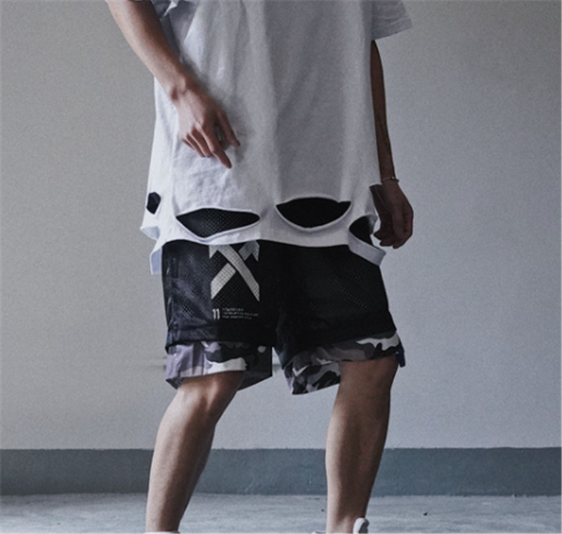 Both Sides Wear Stitching Camouflage Five-point Pants Hip-hop Casual Overalls - WAlMYe #