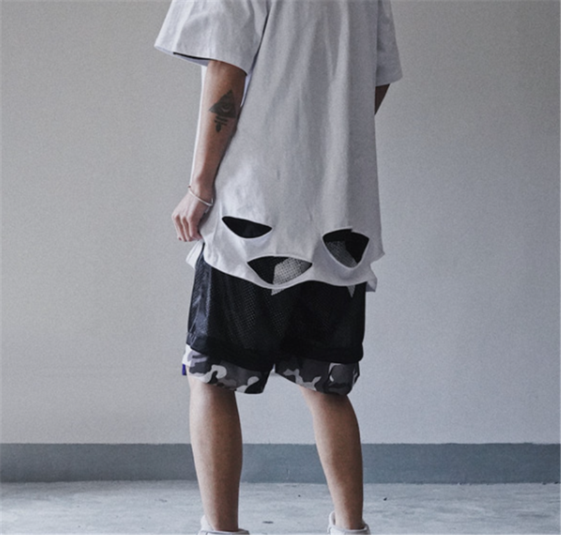 Both Sides Wear Stitching Camouflage Five-point Pants Hip-hop Casual Overalls - WAlMYe #