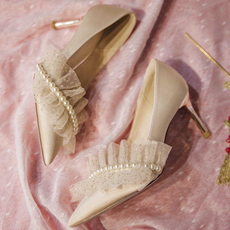 Bridesmaid Shoes Champagne Wedding Shoes - WAlMYe #