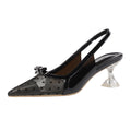 Fashion Pointed Polka Dot High Heels With Bow Transparent - WAlMYe #