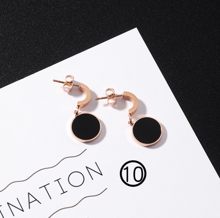 Japan and South Korea simple long tassel titanium steel earrings temperament triangle round geometric earrings - WAlMYe #