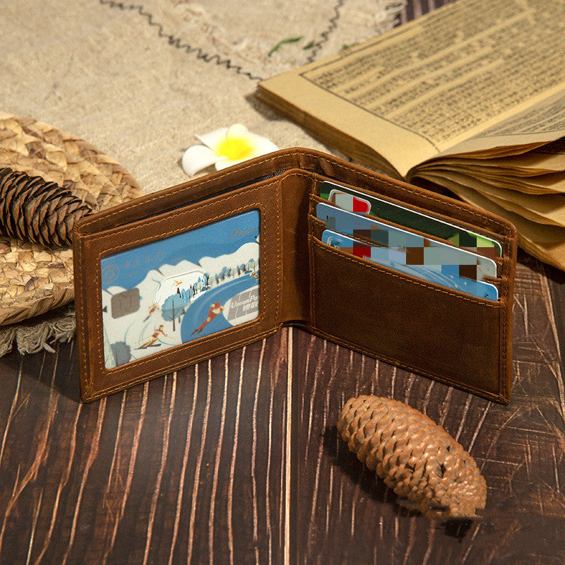 Men Wallet Horizontal Fashion Cephalic Layer Leather - WAlMYe #