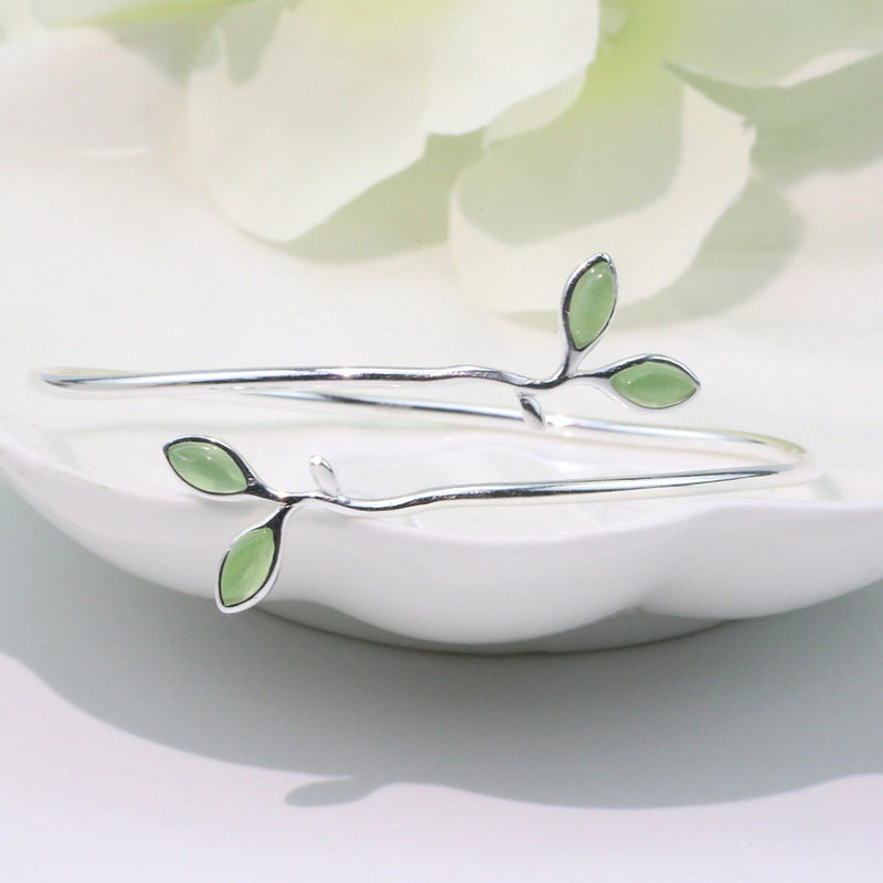 Simple And Handmade Tree Leaf Green Opal Bracelet - WAlMYe #