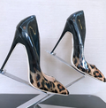 Shallow mouth pointed fine with color matching leopard sexy fashion high heels - WAlMYe #