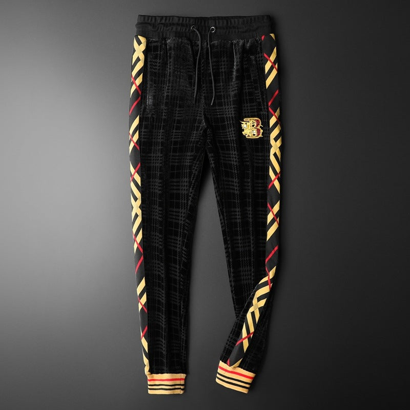 Men's Velvet Stand-Up Collar Sports Trousers Casual Suit - WAlMYe #