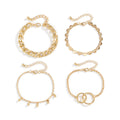 Personality Double-Loop Hanging Ball Tassel Set Bracelet, Hollow Heart-shaped Geometric Chain Bracelet Women - WAlMYe #
