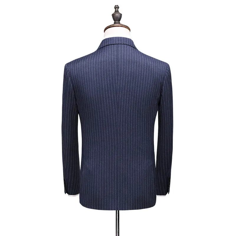 Winter New Foreign Trade New Men's Double-Breasted Striped Suit Three-Piece suit - WAlMYe #