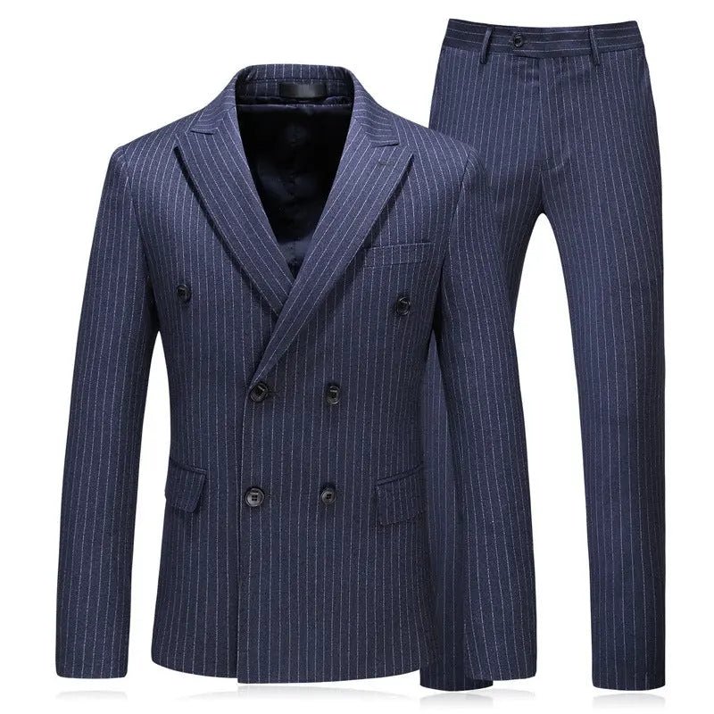 Winter New Foreign Trade New Men's Double-Breasted Striped Suit Three-Piece suit - WAlMYe #