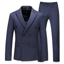 Load image into Gallery viewer, Winter New Foreign Trade New Men&#39;s Double-Breasted Striped Suit Three-Piece suit - WAlMYe #
