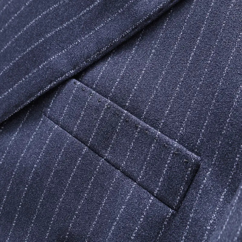 Winter New Foreign Trade New Men's Double-Breasted Striped Suit Three-Piece suit - WAlMYe #