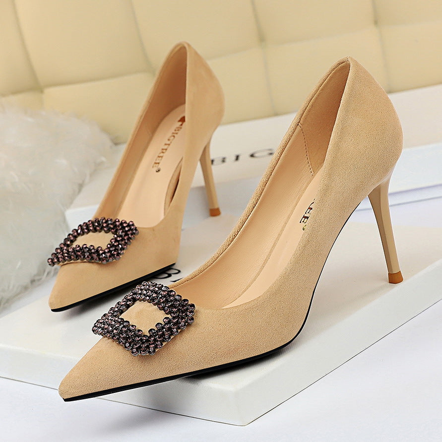 Pointed Rhinestone High Heels - WAlMYe #