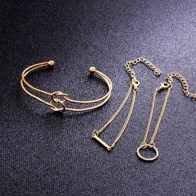 Women's Fashion Punk Bracelet Simple Double Knot Loop Metal Chain Bracelet Bohemian Retro Jewelry Accessories - WAlMYe #
