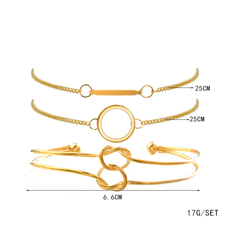 Women's Fashion Punk Bracelet Simple Double Knot Loop Metal Chain Bracelet Bohemian Retro Jewelry Accessories - WAlMYe #