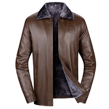 Load image into Gallery viewer, Men&#39;s Lapel Leather Jacket Casual Plus Velvet To Keep Warm
