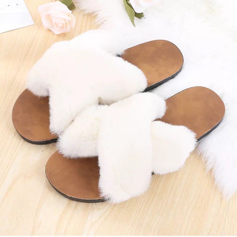 Cross hair slippers women flat bottom - WAlMYe #