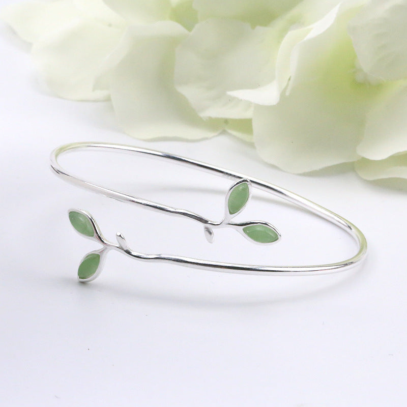 Simple And Handmade Tree Leaf Green Opal Bracelet - WAlMYe #