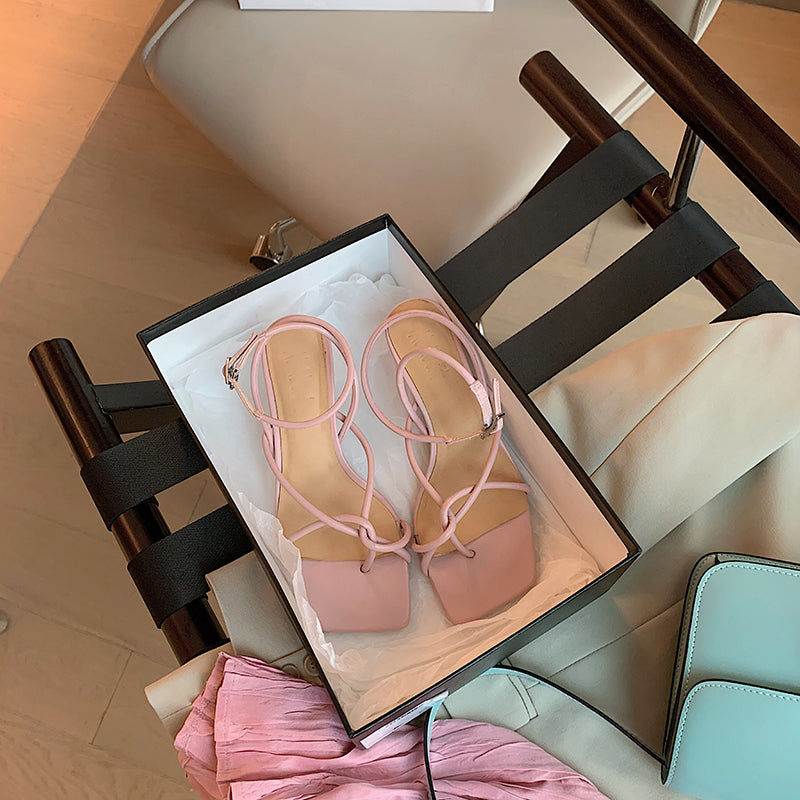 Women's Sandals New Roman Flip Flops With Skirt, Buckle And Thick Heel High Heels - WAlMYe #