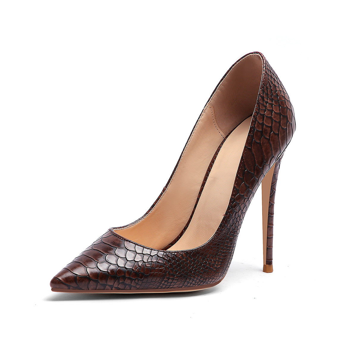 Snake skin Grey Pink women's single shoes - WAlMYe #