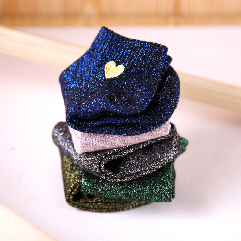 Shiny filigree ladies boat socks - WAlMYe #