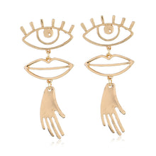 Load image into Gallery viewer, Eye mouth hand pendant earrings
