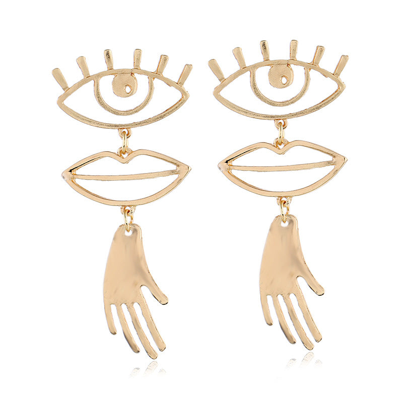 Eye mouth hand pendant earrings