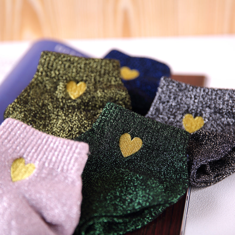 Shiny filigree ladies boat socks - WAlMYe #