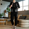 Embroidered Retro Cotton And Linen Short-sleeved T-shirt Casual Loose Trend Tang Suit
