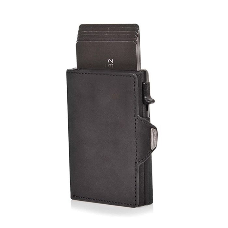 Vintage First Layer Crazy Horse Leather Aluminum Alloy Wallet - WAlMYe #