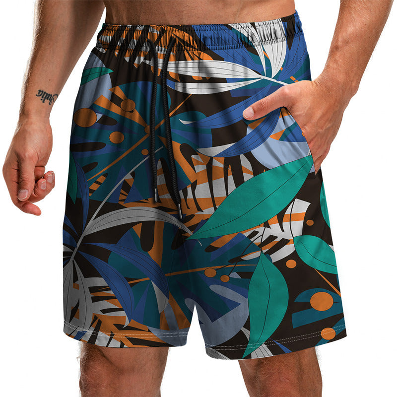 Summer New Leaf Series 3D Printed Shorts Loose Beach Pants Fashion Casual Shorts Men - WAlMYe #