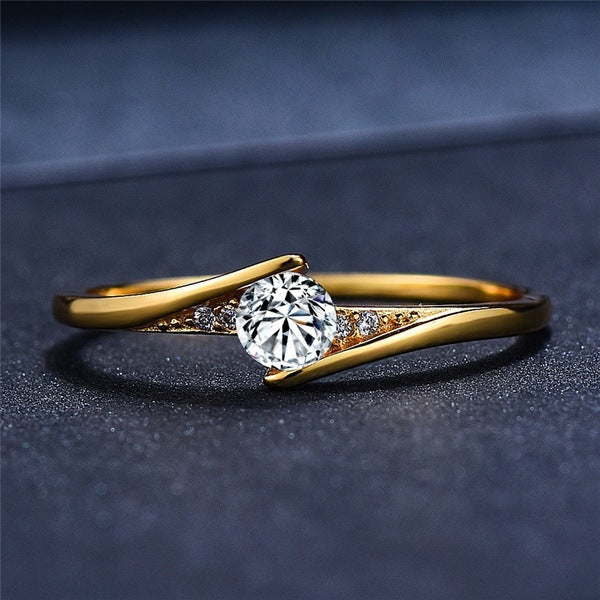 Women's Gold-Plated Engagement Ring Ring - WAlMYe #