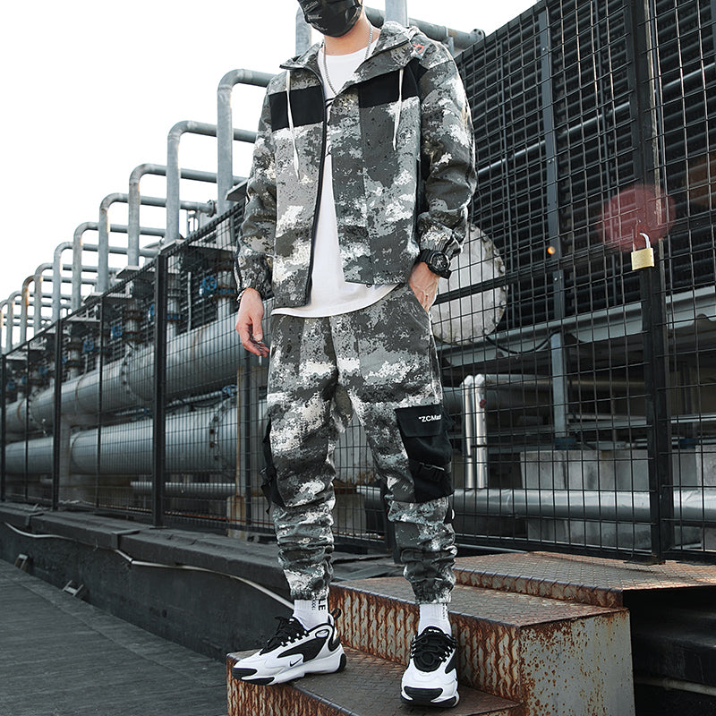 Men's loose tooling camouflage Jacket Suit